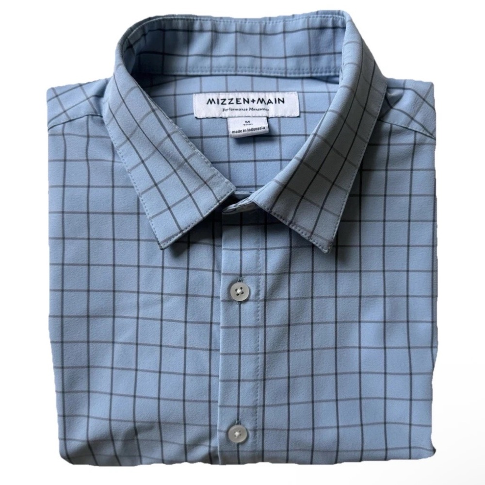 Mizzen + Main Striped Geometric Leeward Medium Trim Fit, Long Sleeve Shirt, EUC